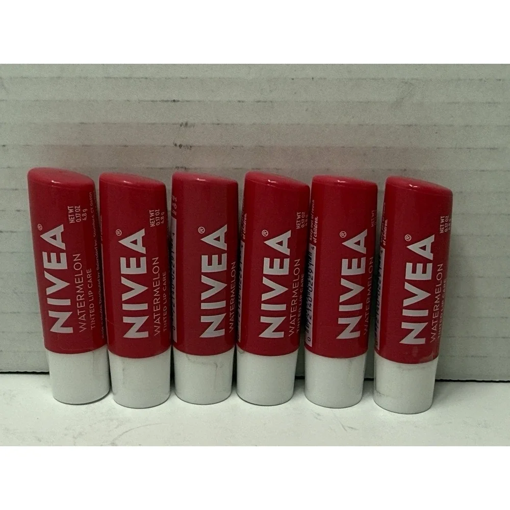 6 New Nivea Watermelon Lip Care Balm 0.17 oz